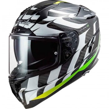 CASCO LS2 FF327 CHALLENGER CARBON CT2 FLAMES WHITE H-V YELL.