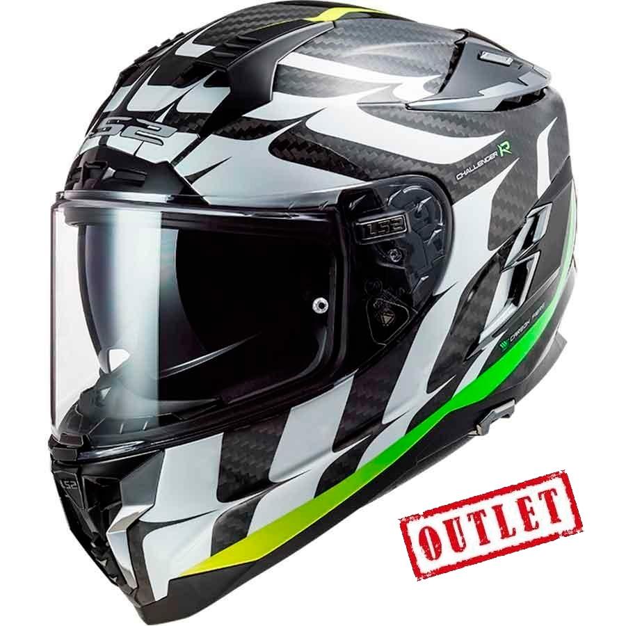 CASCO LS2 INTEGRAL FF327 CHALLENGER CARBON CT2 FLAMES WHITE H-V YELL.