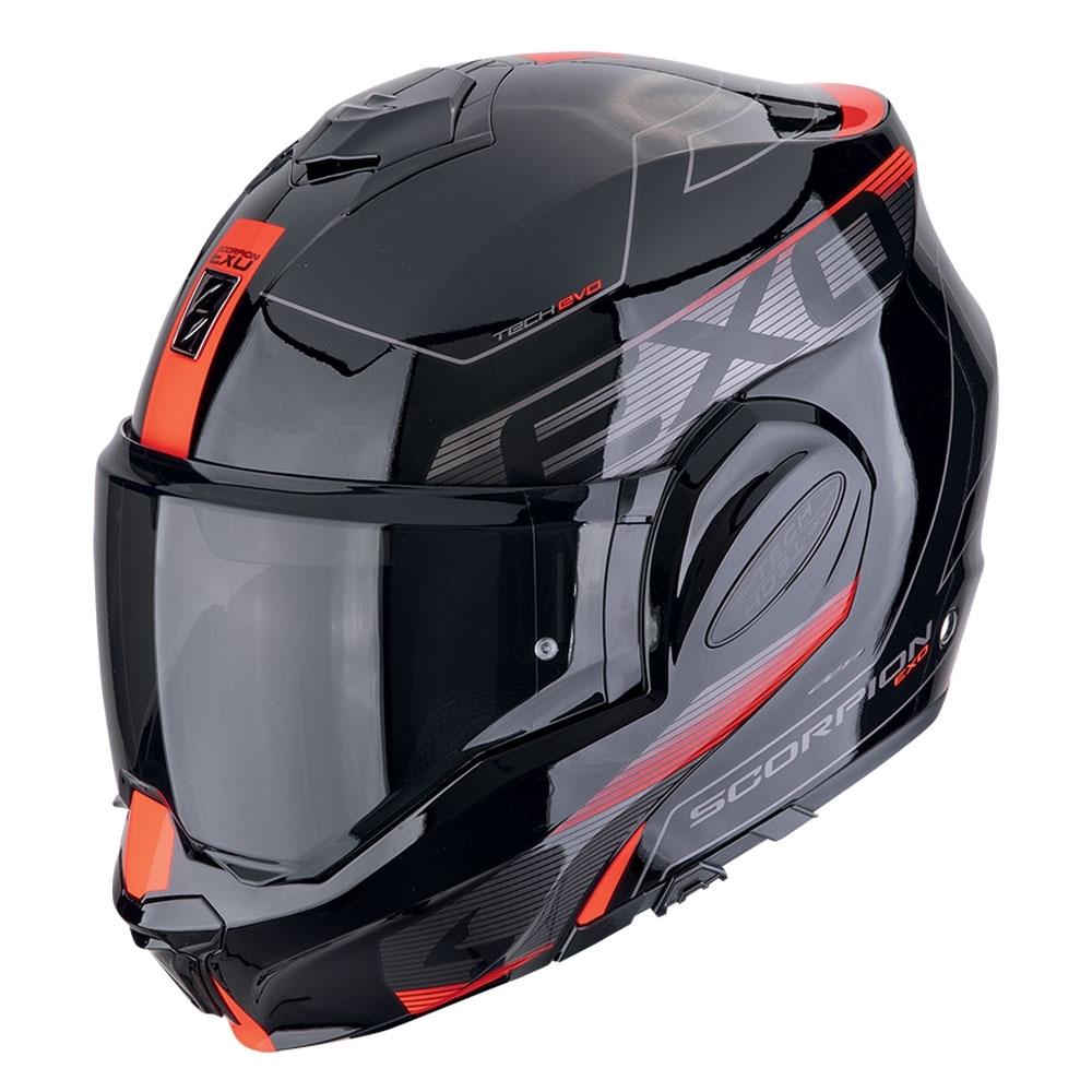 CASCO SCORPION  MODULABLE EXO-TECH EVO TRAVELLER NEGRO-ROJO
