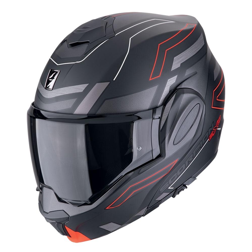 CASCO SCORPION  MODULABLE EXO-TECH EVO CONQUER NEGRO MATE-ROJO