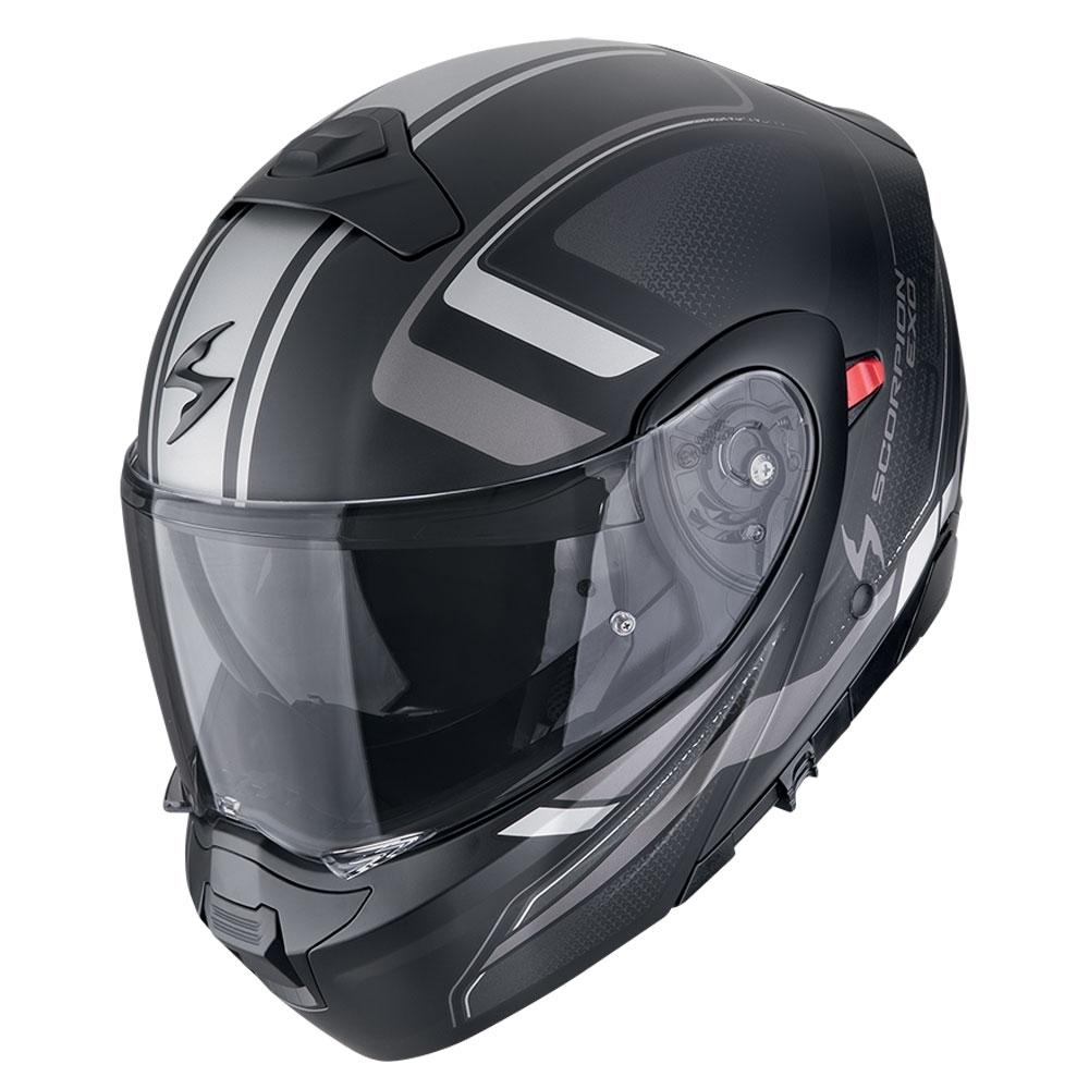 CASCO SCORPION  MODULABLE EXO-930 EVO ARDENS NEGRO MATE-PLATA