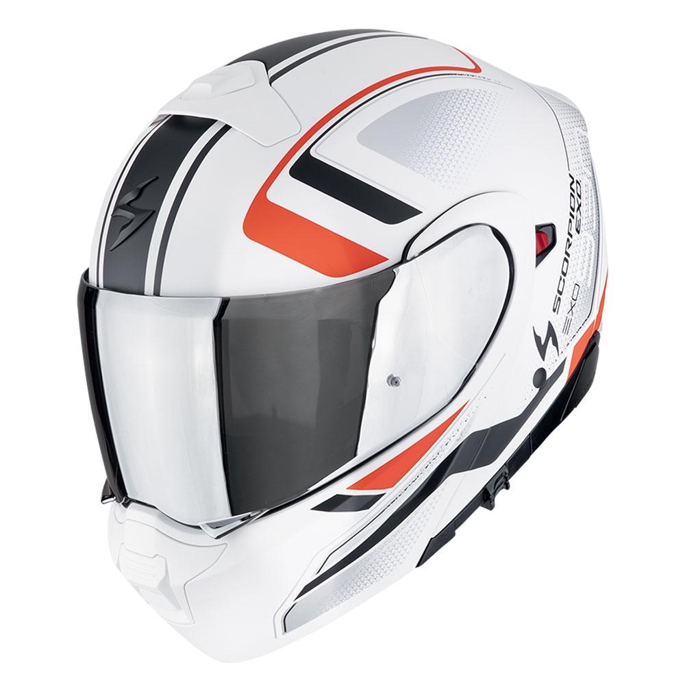 CASCO SCORPION  MODULABLE EXO-930 EVO ARDENS BLANCO MATE-NEGRO-ROJO