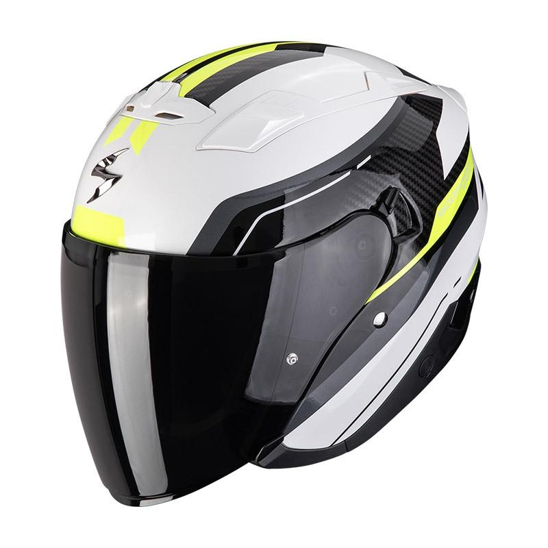 CASCO SCORPION EXO-230 HIPE BLANCO-NEGRO-AMARILLO NEÓN