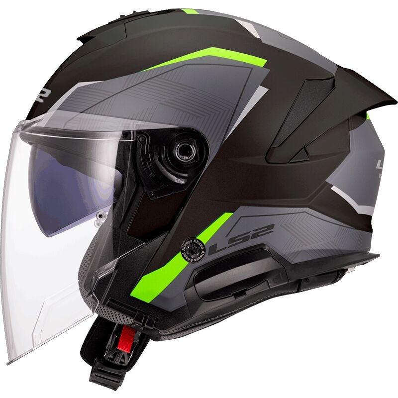 CASCO ABIERTO LS2 OF618 VERSO II AIR BLACK H-VIS YELLOW