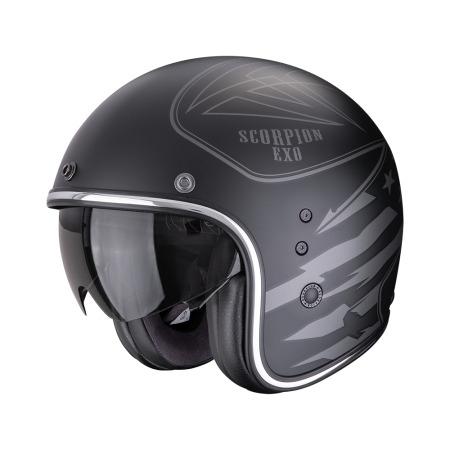 CASCO SCORPION BELFAST EVO DAWG NEGRO-PLATA MATE