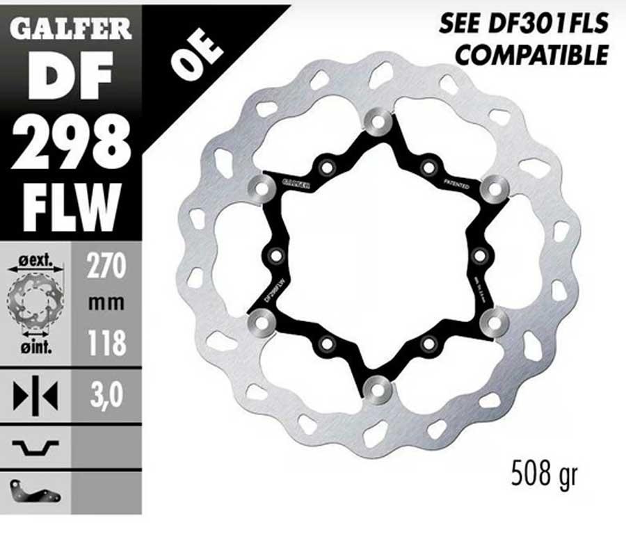 DISCO FRENO GALFER 298 DISC WAVE FLOATING OVERSIZE (C. STEEL) 300X4MM