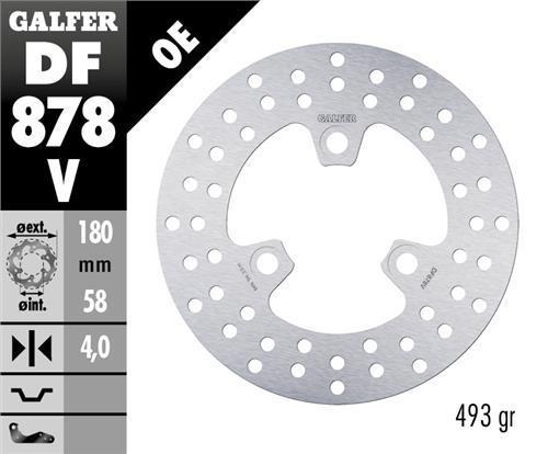 DISCO FRENO GALFER 878 ROUND DISC FIXED 180X4MM