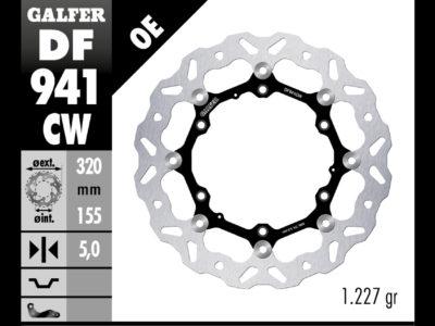 DISCO FRENO GALFER 941 DISC WAVE FLOATING ( C. ALU ) 320X5mm