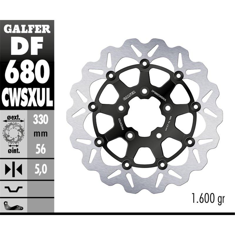 DISCO GALFER WAVE FLOTANTE BLACK BRIGHT 330X5MM DF680CWSXUL