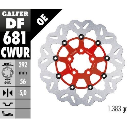 DISCO GALFER WAVE FLOTANTE RED 292x5mm DF681CWUR