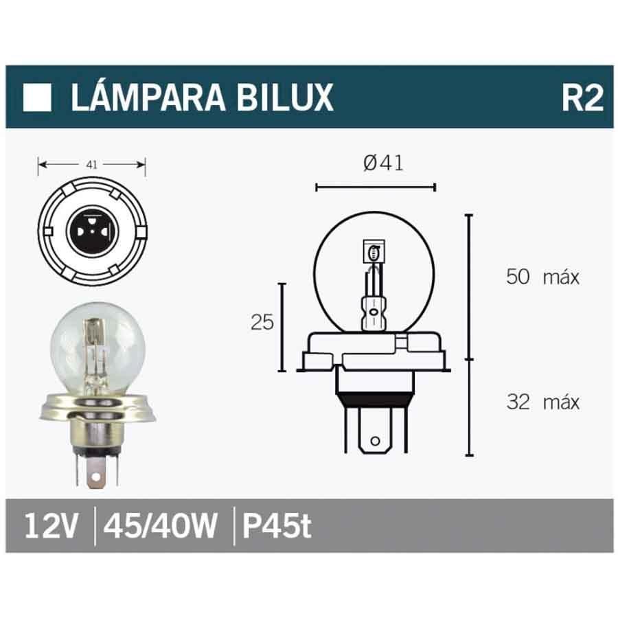 BOMBILLA LAMPARA V-PARTS BILUX 12V45/40W  R2   14665