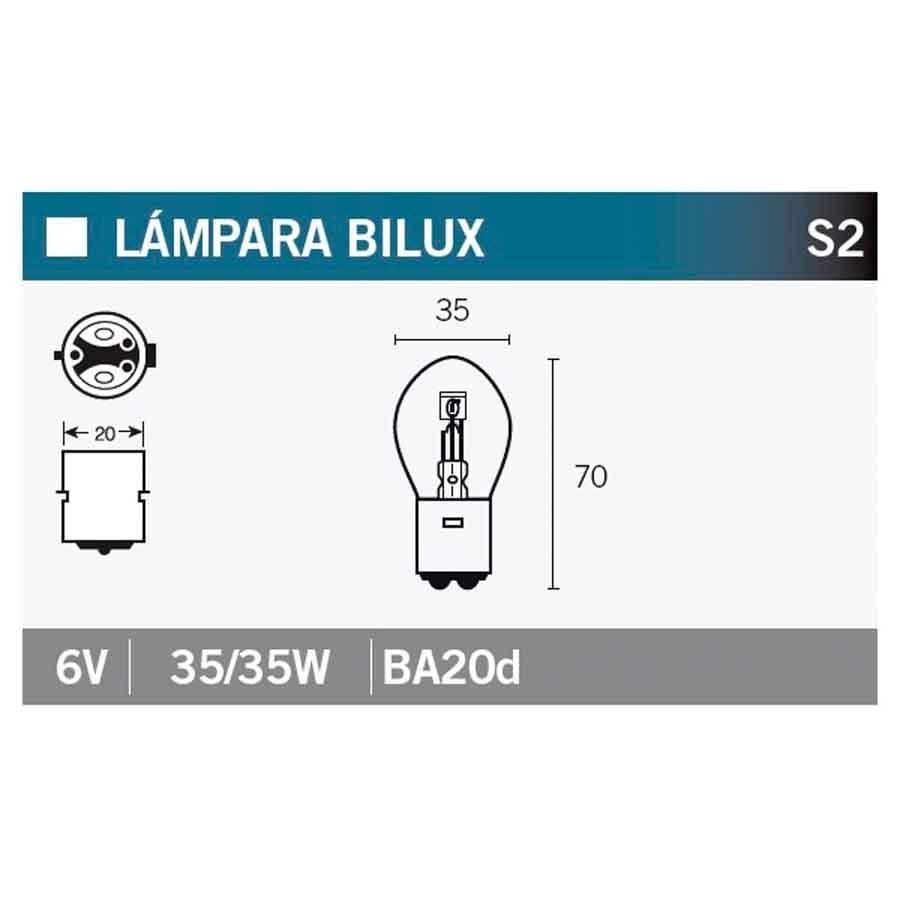 BOMBILLA LAMPARA V-PARTS (CAJA 10 UNIDADES)  BILUX 6V35/35W    14670