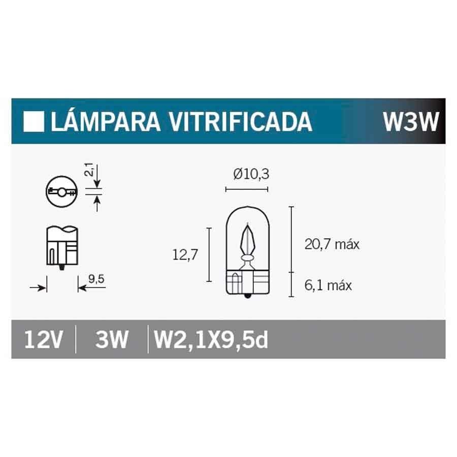 BOMBILLA LAMPARA V-PARTS (CAJA 10 UNIDADES) 12V3W    14687