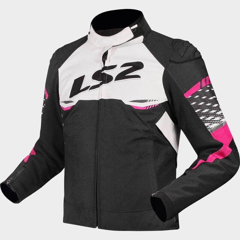 CHAQUETA LS2 APEX LADY JACKET BLACK WHITE PINK