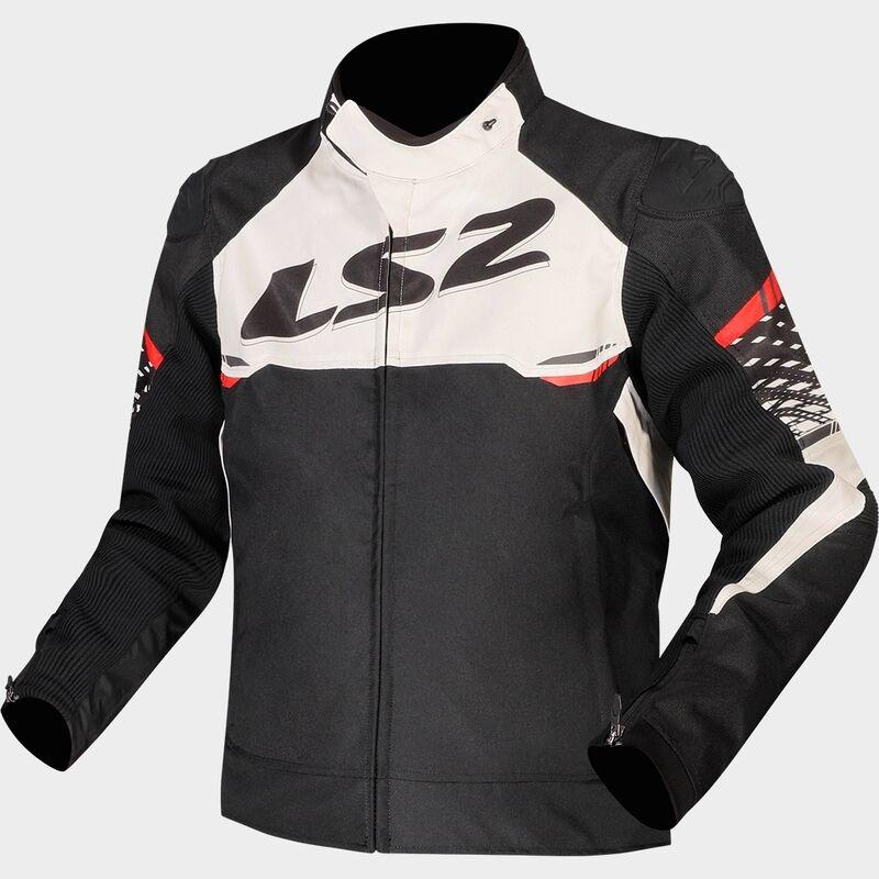 CHAQUETA LS2 APEX MAN JACKET BLACK WHITE RED