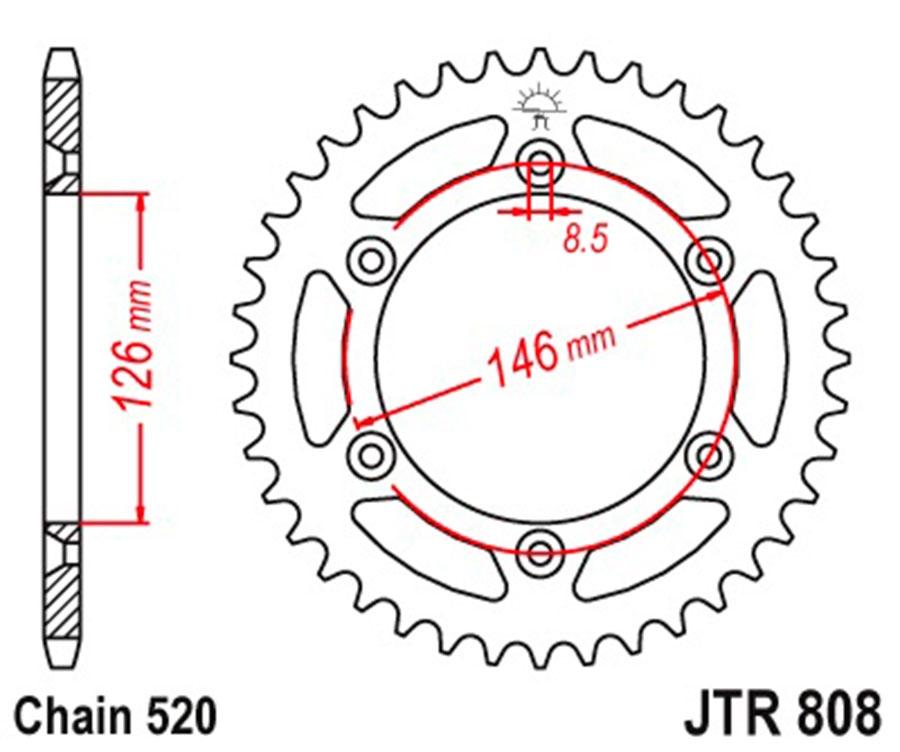 PLATO CORONA JT 808 DE ACERO CON 48T PASO 520 AUTOLIMPIABLE