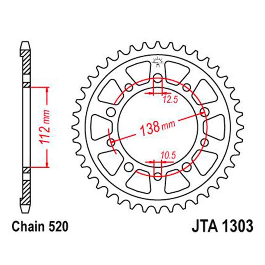 PLATO CORONA JT ALUMINIO NEGRO JT 1303 CON 47T
