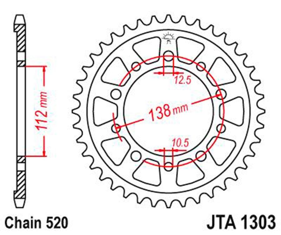 PLATO CORONA JT ALUMINIO NEGRO JT 1303 CON 44T