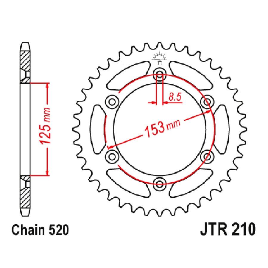 PLATO CORONA JT ALUMINIO NEGRO JT 210 CON 52T