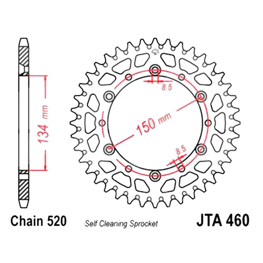 PLATO CORONA JT ALUMINIO NEGRO JT 460 CON 52T