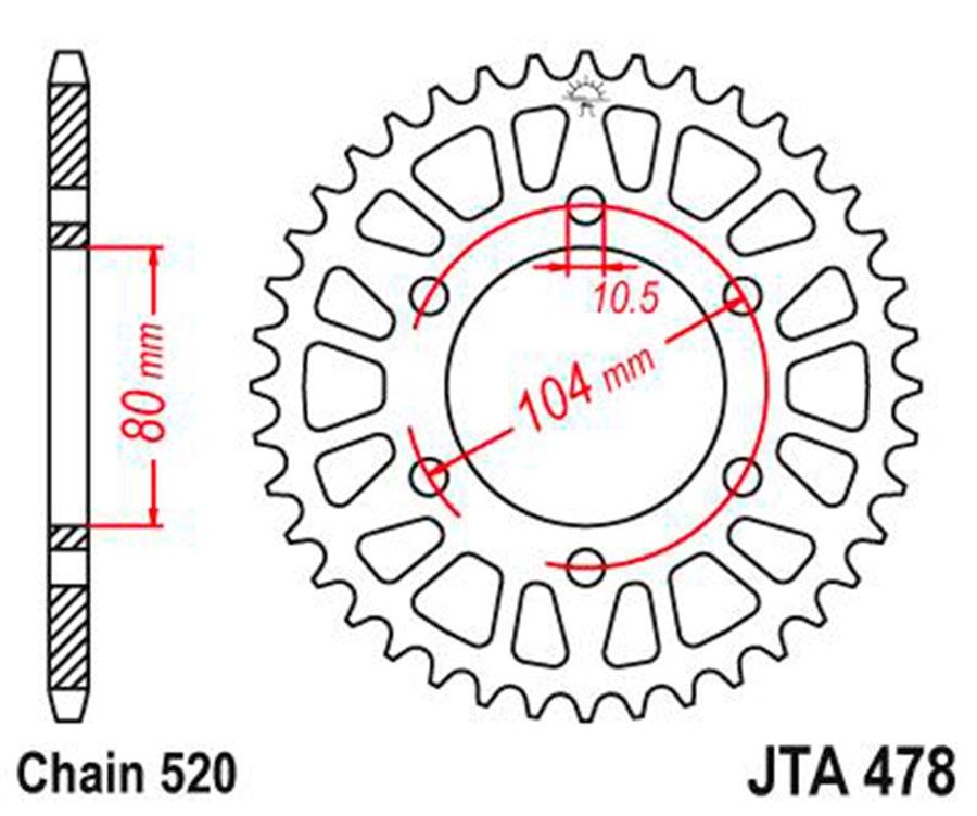 PLATO CORONA JT ALUMINIO NEGRO JT 478 CON 42T