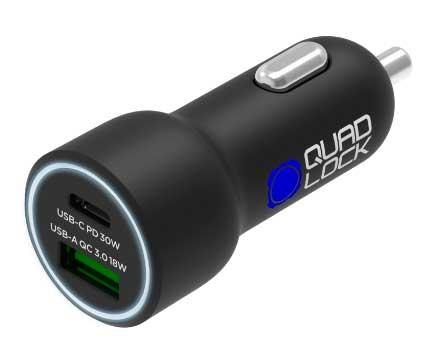 CARGADOR PARA MECHERO QUAD LOCK DOBLE USB (C+A) 48W