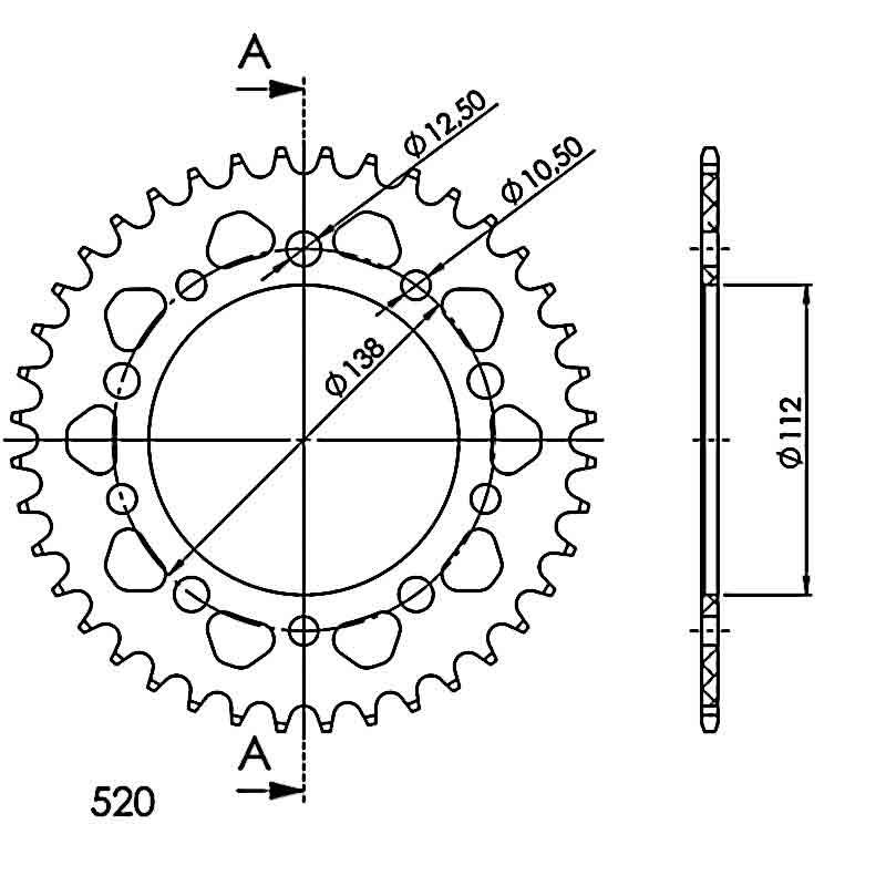 PLATO CORONA SUPERSPROX ALUMINIO YAMAHA 520 X 39